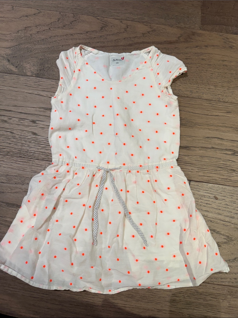Bellerose White Dress with Neon Orange Polka Dots